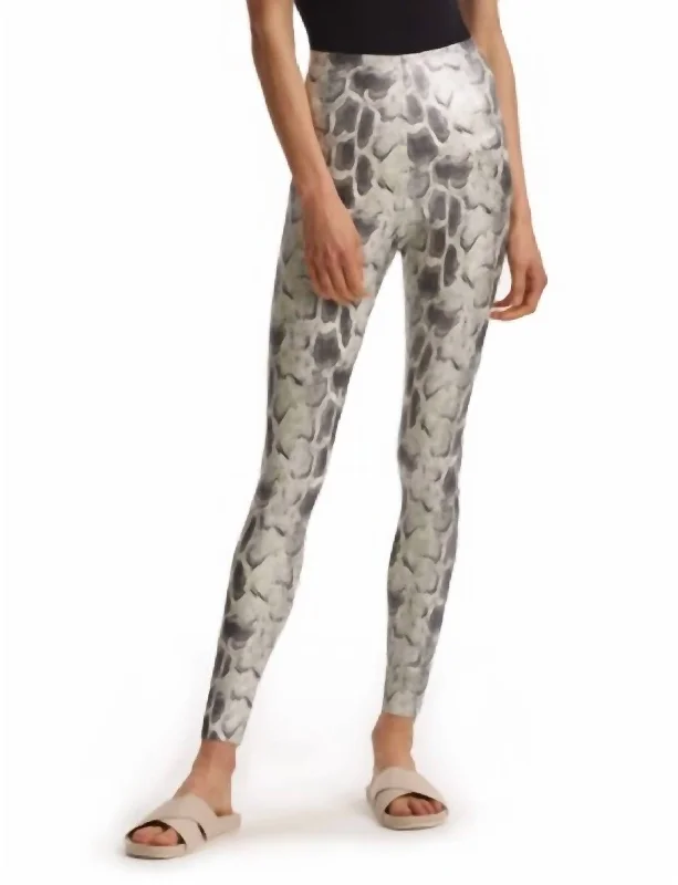 Yoga Shorts for Active and Comfortable Movement -Faux Leather Animal Leggings In Fog Python Yoga Shorts for Active and Comfortable Movement -Faux Leather Animal Leggings In Fog Python