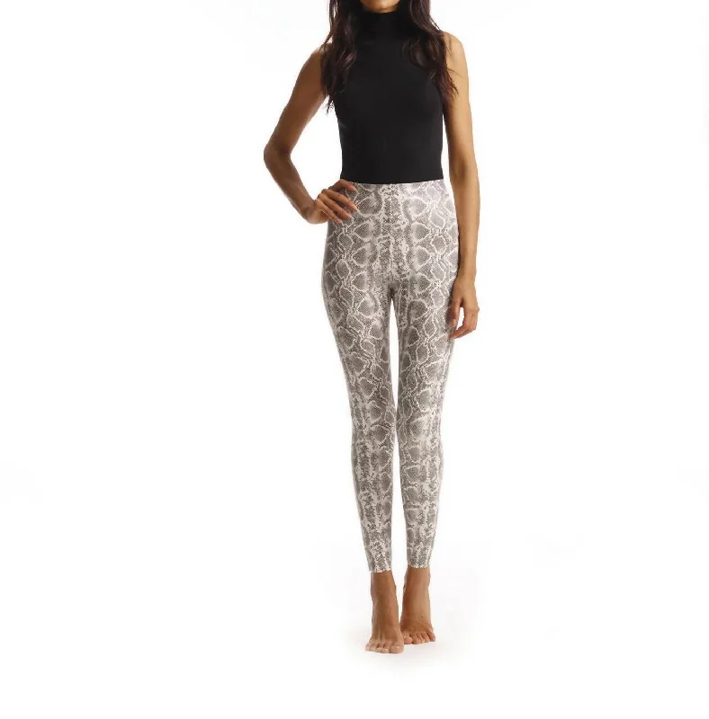 Yoga Shorts for Flexibility and Performance -Faux Leather Animal Print Legging In White Snake Yoga Shorts for Flexibility and Performance -Faux Leather Animal Print Legging In White Snake