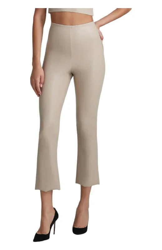 High-Waisted Yoga Shorts for Easy Movement -Faux Leather Crop Flare Leg Legging In Sand High-Waisted Yoga Shorts for Easy Movement -Faux Leather Crop Flare Leg Legging In Sand
