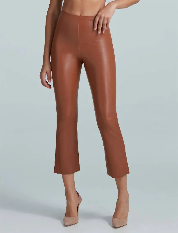 Yoga Shorts for Toning and Flexibility -Faux Leather Crop Flare Leggings In Cocoa
