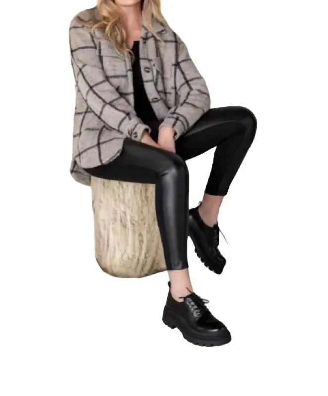Yoga Shorts for Flexibility and Strength -Faux Leather Ponte Legging Pants In Black