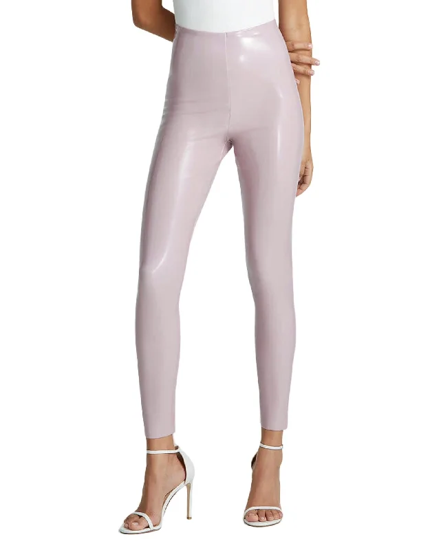 Yoga Shorts for Stretching and Flexibility -Faux Patent Leather Legging In Mauve