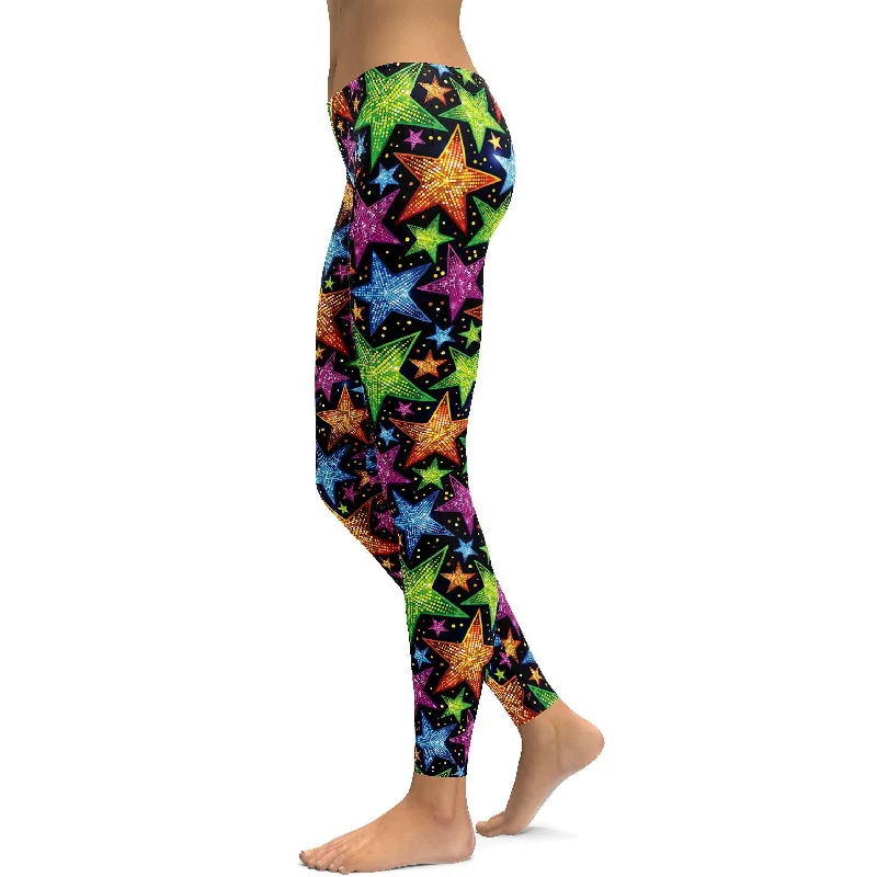Yoga Pants for Flexibility and Balance -Faux Sequin Stars Leggings