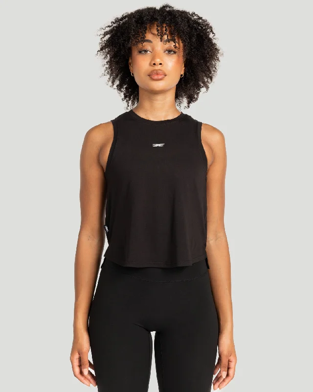 Yoga Tops with Moisture-Wicking Technology -Feather Tank - Black
