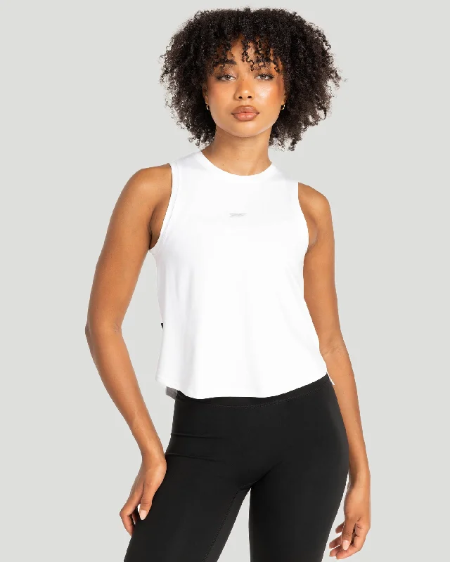 Supportive Yoga Tops for Poses -Feather Tank - White