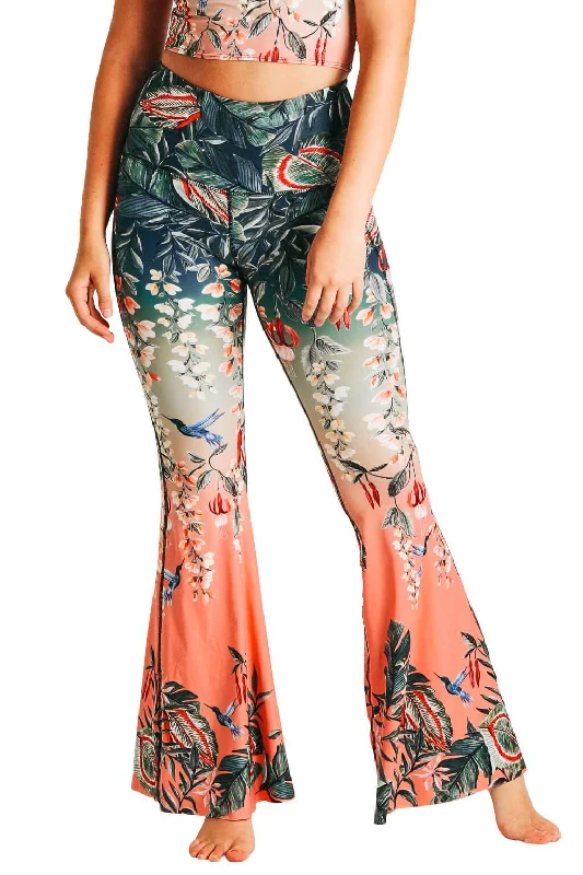 Comfortable Yoga Pants for Daily Use -Feeling Ferntastic Printed Bell Bottoms