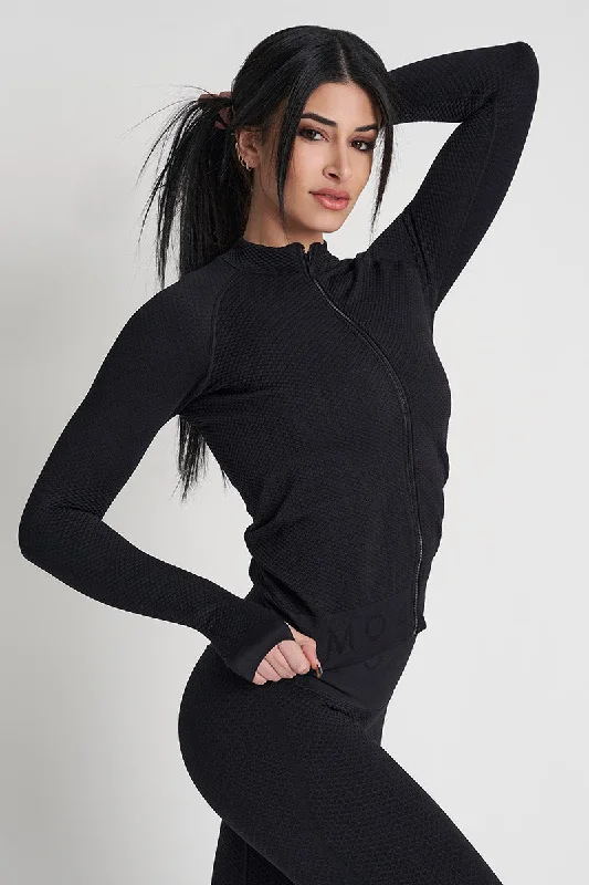 Stylish Yoga Tops with Adjustable Fit -Felpa Bubble Nero