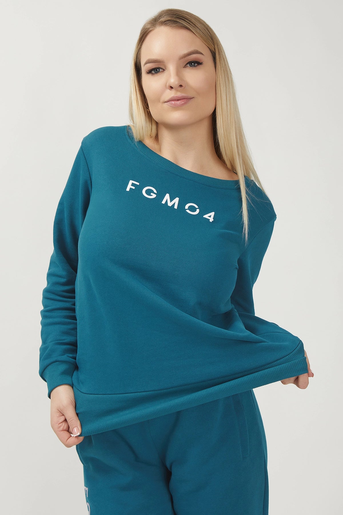 High Neck Yoga Tops for Comfort -Felpa Ikonic FW 23/24 Verde Petrolio