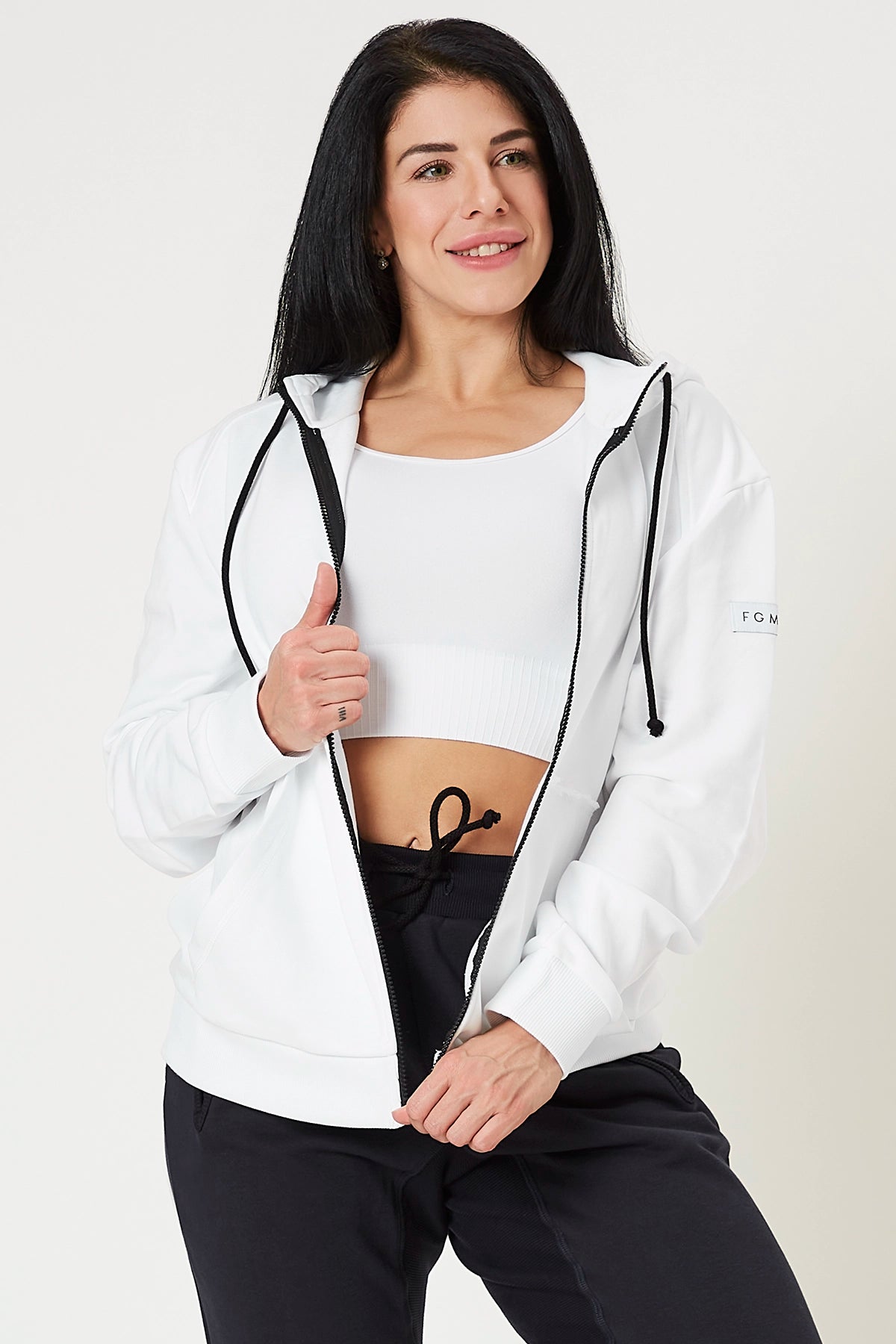 Sleeveless Yoga Tops with Built-In Bra -Felpa Jogger Bianco Cerniera Unisex