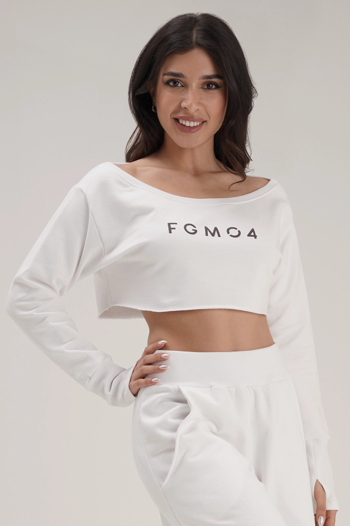 Yoga Tops with Mesh for Increased Comfort -Felpa Mini Crop Ikonic SS24 Bianco