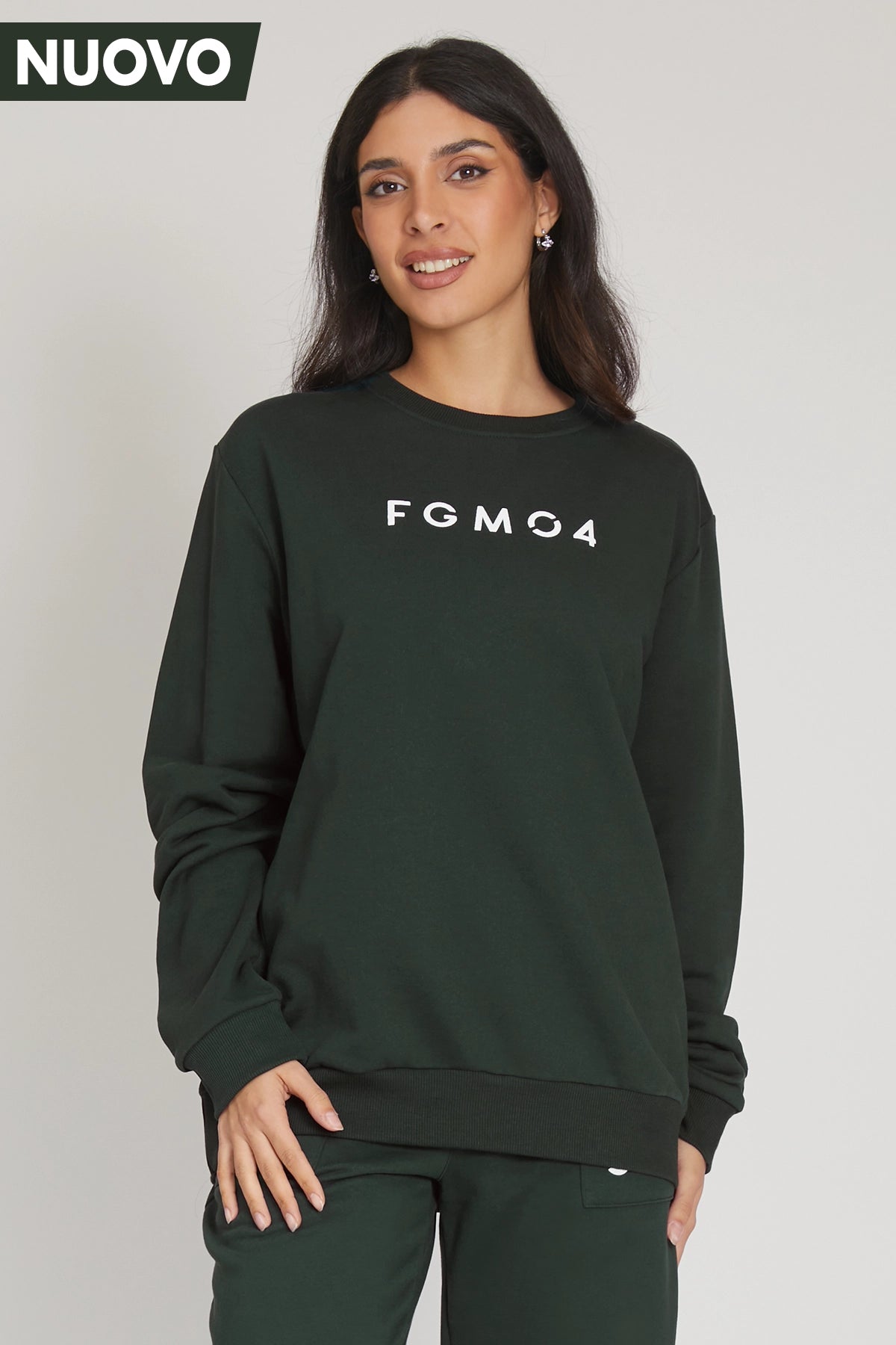 Women's Yoga Tops for Stretching and Yoga Poses -Felpa Over Ikonic FW 24/25 Verde Pino Women's Yoga Tops for Stretching and Yoga Poses -Felpa Over Ikonic FW 24/25 Verde Pino