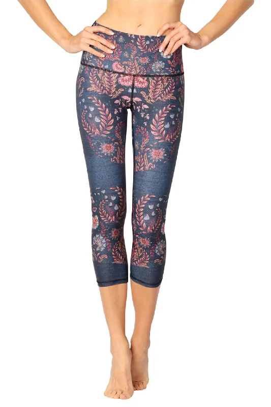 Affordable Yoga Pants for Fitness -Festival Denim Printed Yoga Crops by Yoga Democracy Affordable Yoga Pants for Fitness -Festival Denim Printed Yoga Crops by Yoga Democracy