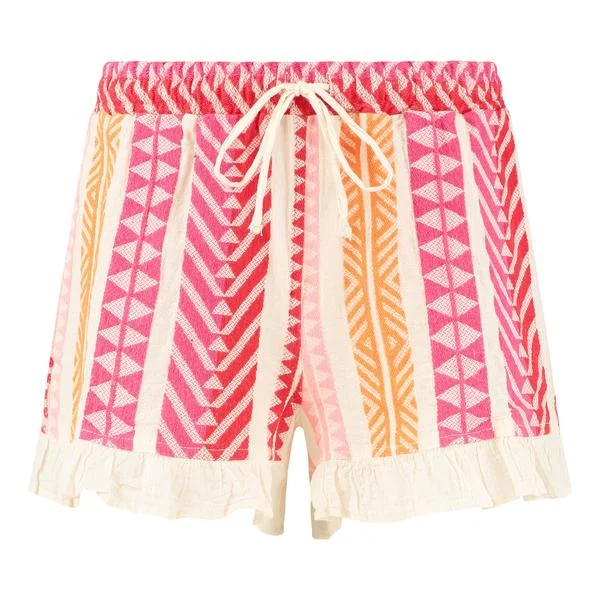 Comfortable Yoga Shorts for Warm Weather -Fiona Shorts- Fushia Multi