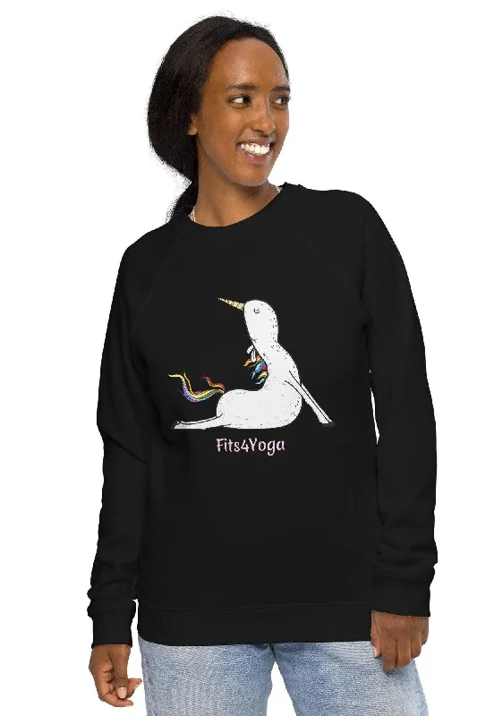 Yoga Tops for Comfort and Style -Fits4yoga Unicorn Organic Raglan Sweatshirt