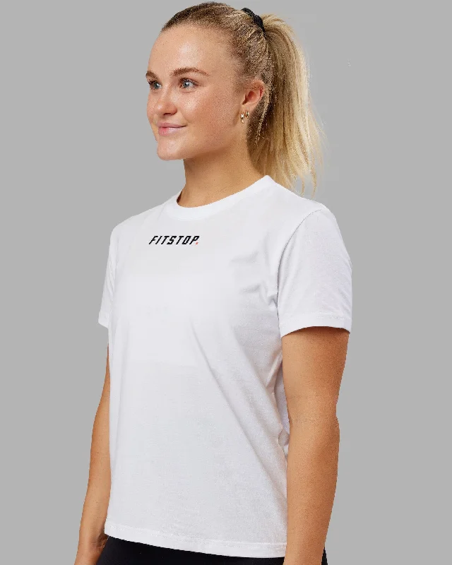 Women's Yoga Tops with Extra Flexibility -Fitstop Fast FLXCotton Tee - White-Black