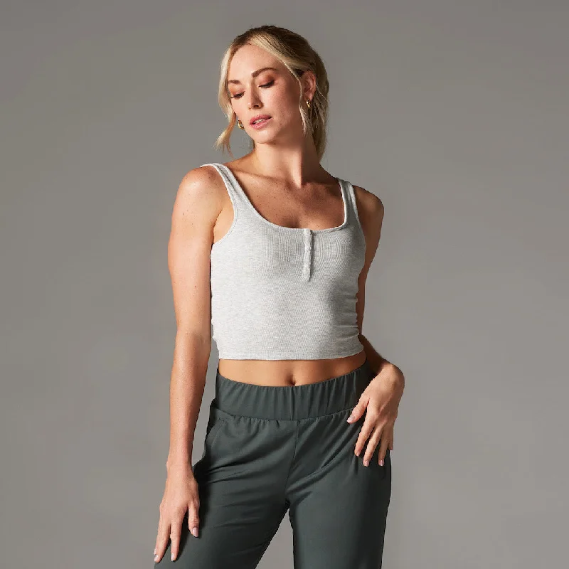 Loose Fit Yoga Tops for Comfort -Fitted Henley Tank
