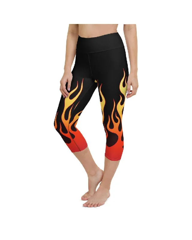 High-Waisted Yoga Pants for Support -Flame Yoga Capris