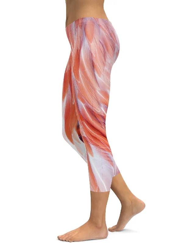 Stylish and Functional Yoga Pants -Flamingo Feathers Capris