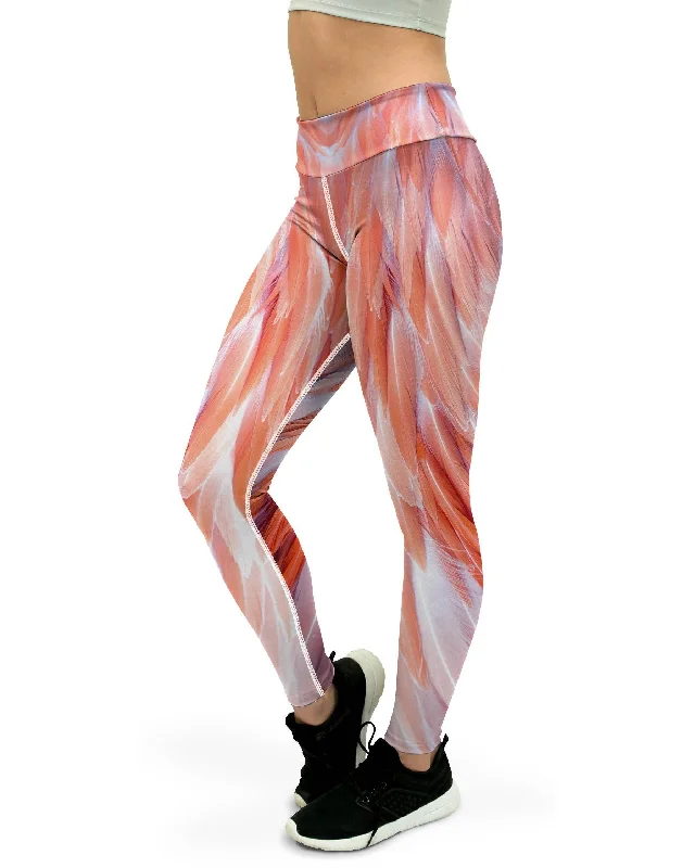 Flexible Yoga Pants for Active Women -Flamingo Feathers Yoga Pants