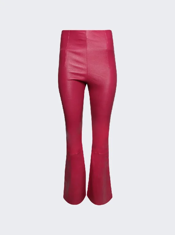 Yoga Shorts for Flexibility -Flare Leather Leggings Fuchsia Pink
