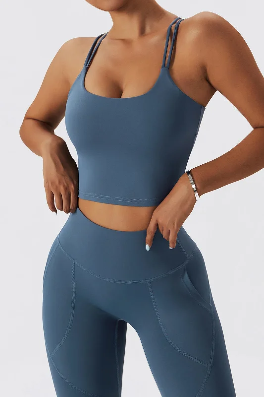 Yoga Bar with Organic Peanut Butter -Fleece-Lined Strappy Sports Bra