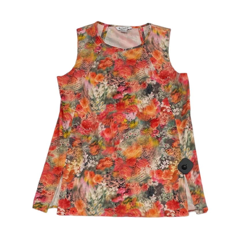 Yoga Tops with Built-In Support Bra -Floral Print Athletic Tank Top Athleta, Size Xs