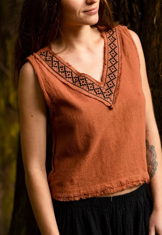Yoga Tops for Extra Support and Comfort -Florentine Top - Light Rust