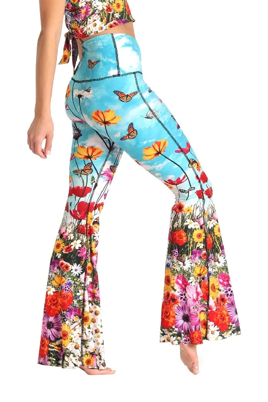 Yoga Pants for Active Women -Flower Bomb Bell Bottoms