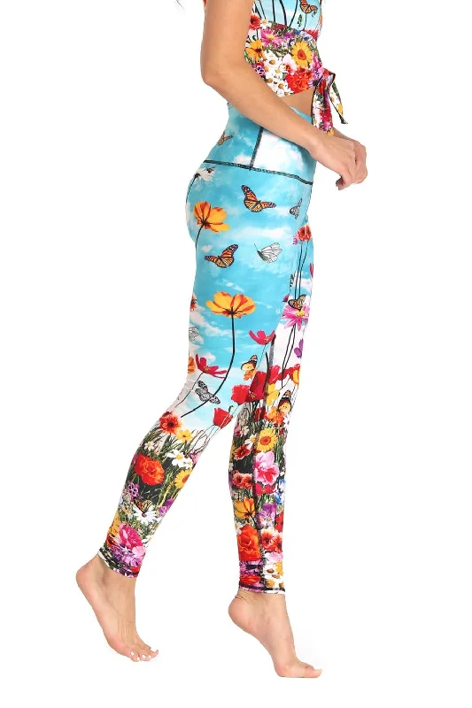 High-Waisted Yoga Pants for Comfort -Flower Bomb Printed Yoga Leggings