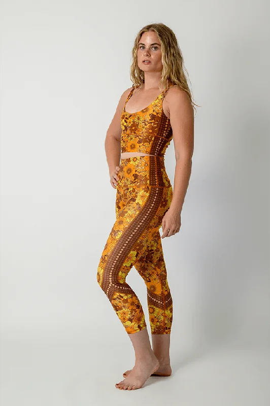 Yoga Pants for Flexibility and Strength -Flower Power Printed Yoga Crops