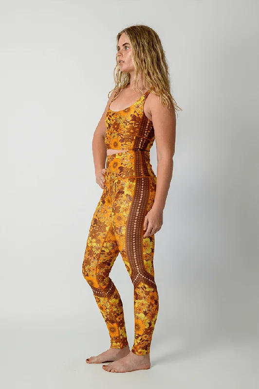 Yoga Pants with Soft Waistband -Flower Power Printed Yoga Leggings