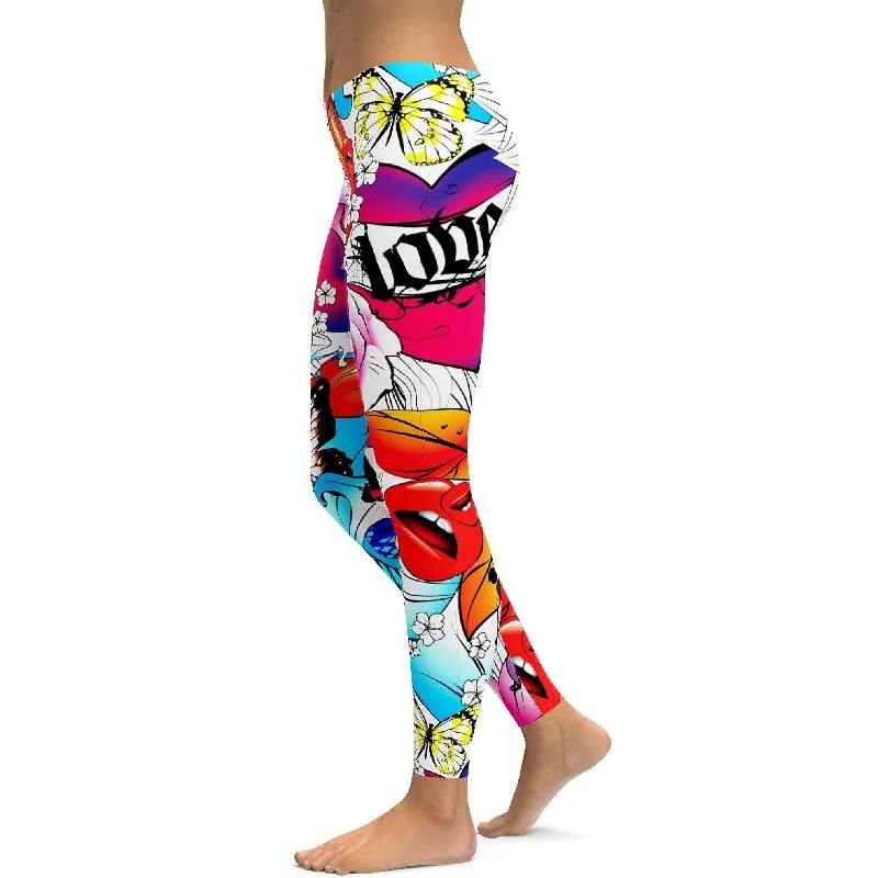 Yoga Pants for High-Performance Poses -Flowers and Tats Rave Leggings