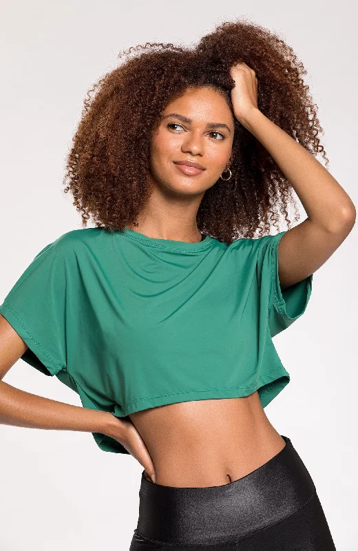 Yoga Tops for Studio Practice -Fluity Cropped RioAir™ Short Sleeve Mint Green