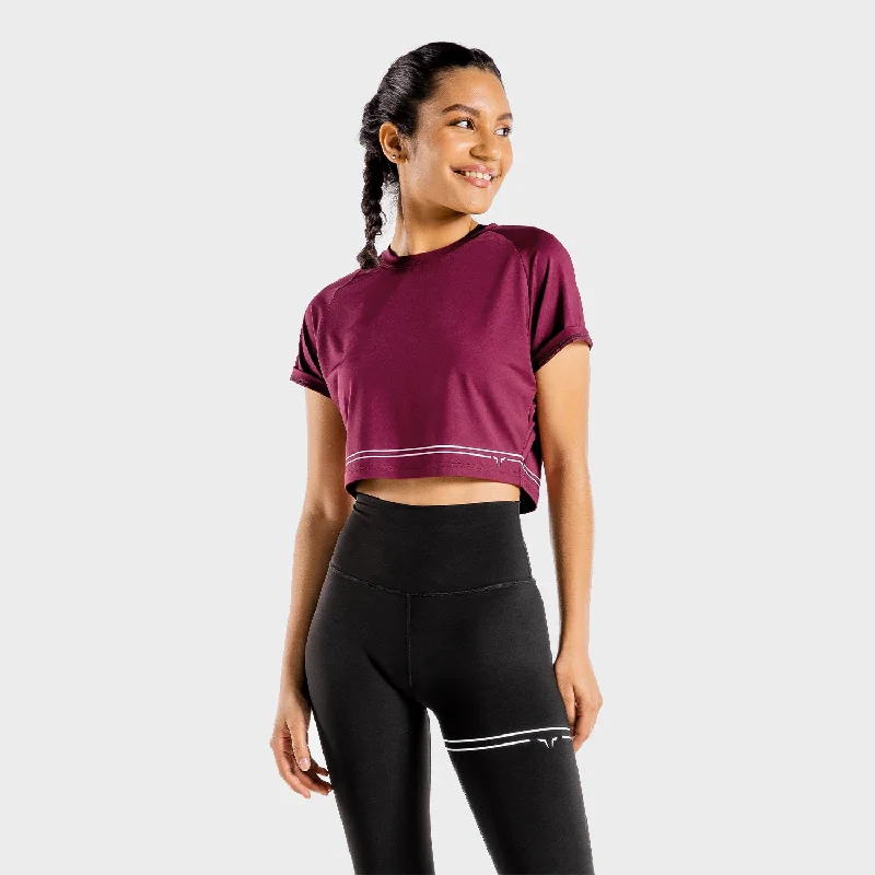 Stylish Yoga Tops for Fitness Routine -Flux Crop Tee - Maroon