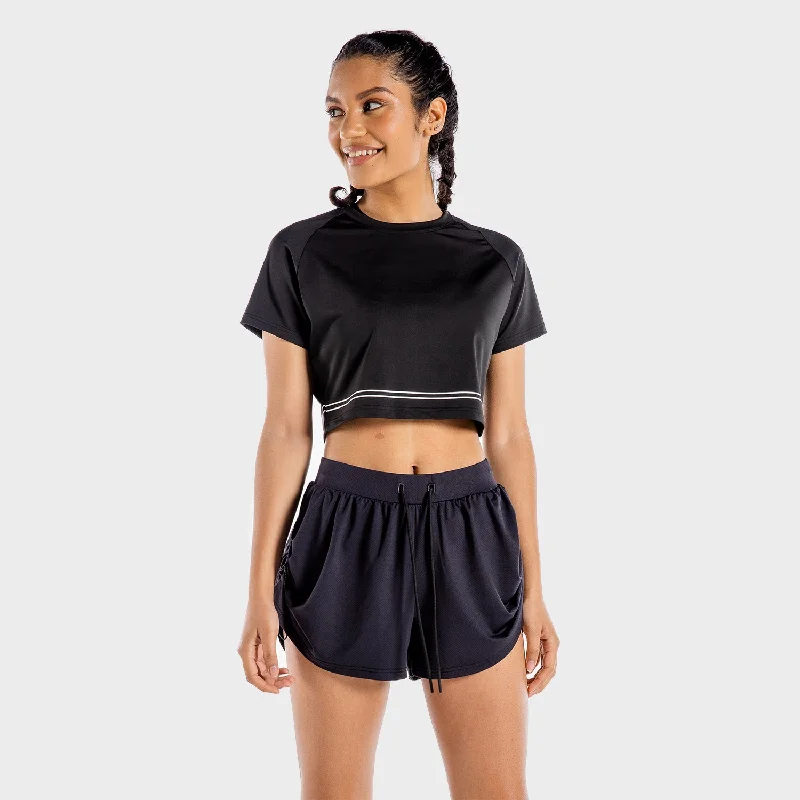 Yoga Tops for Softness and Comfort -Flux Crop Tee - Onyx
