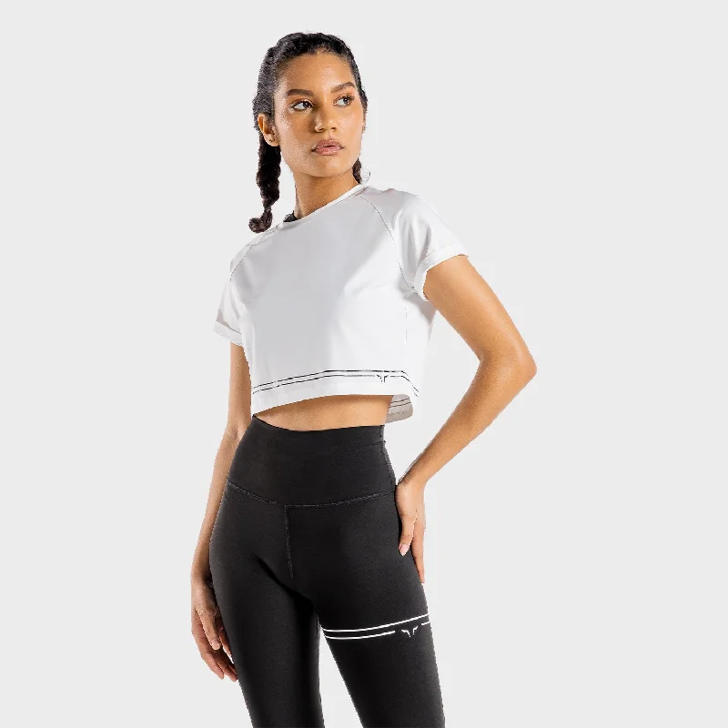 Yoga Tops for Better Movement -Flux Crop Tee - White