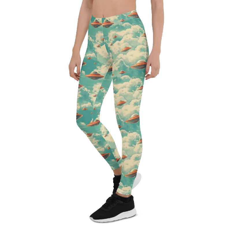 Comfortable High-Waisted Yoga Pants -Flying Saucer Leggings