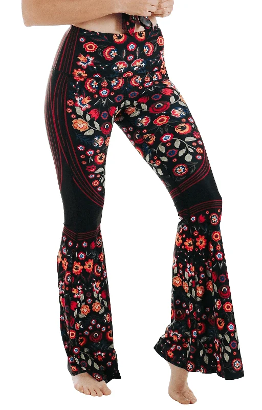 Yoga Pants for Better Stretch -Folklore Printed Bell Bottoms