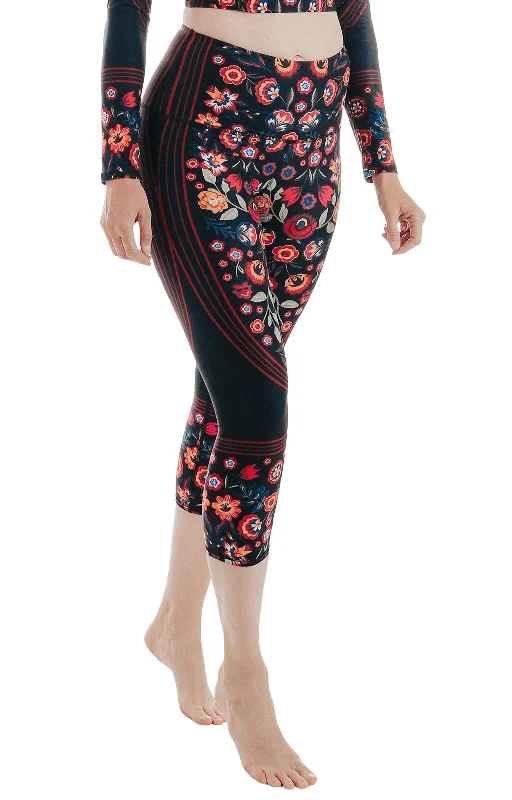 Soft and Breathable Yoga Pants -Folklore Printed Yoga Crops