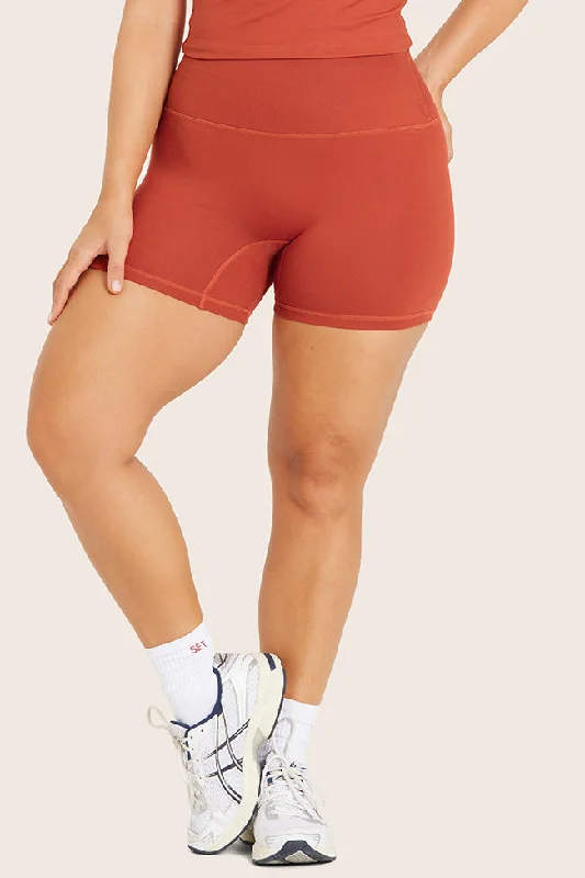 Yoga Shorts for Deep Flexibility -FORMCLOUD® BIKE SHORTS - CAYENNE