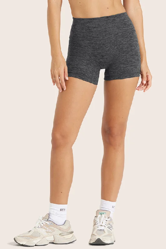 Women's Yoga Shorts for Stretching -FORMCLOUD® BIKE SHORTS - PEPPER HEATHER GREY
