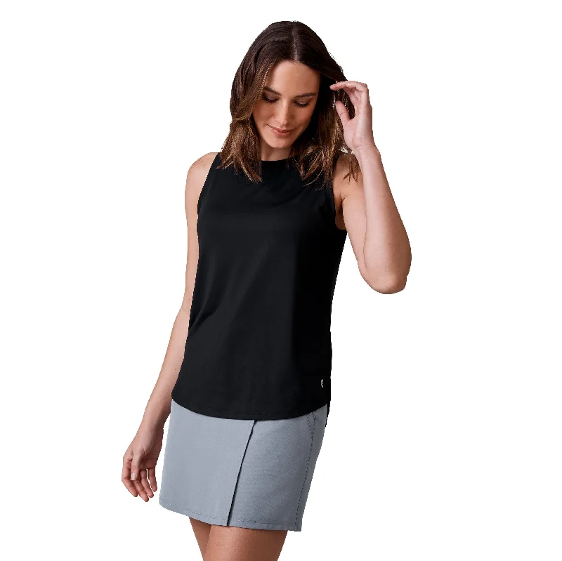 High-Neck Yoga Tops for Flexibility -Free Country Women's Microtech Chill Long Tank Top