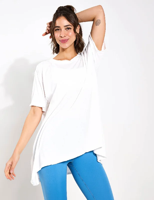 Yoga Tops for Power and Flexibility -Leg Day Tee - White