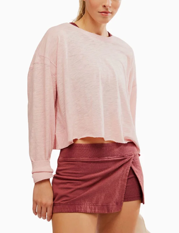Long-Sleeve Yoga Tops for Winter Weather -My Time Layer - Powder Pink