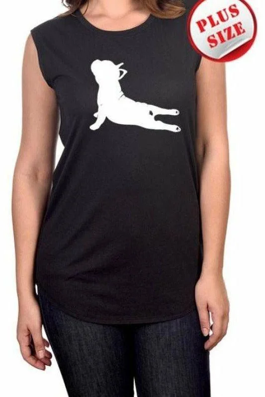Women's Yoga Tops for Comfortable Movement -French Bulldog Yoga Pose Screen Printed (Plus Size) Women's Yoga Tops for Comfortable Movement -French Bulldog Yoga Pose Screen Printed (Plus Size)