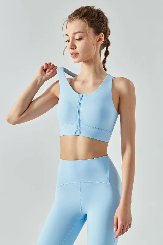 Energy Yoga Bar with Protein -Front Zipper Racerback Sports Bra