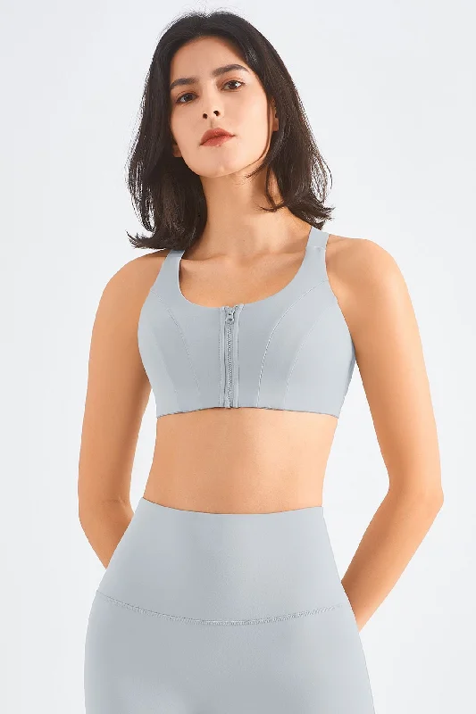 Vegan Protein Yoga Bars -Front Closure Racerback Sports Bra