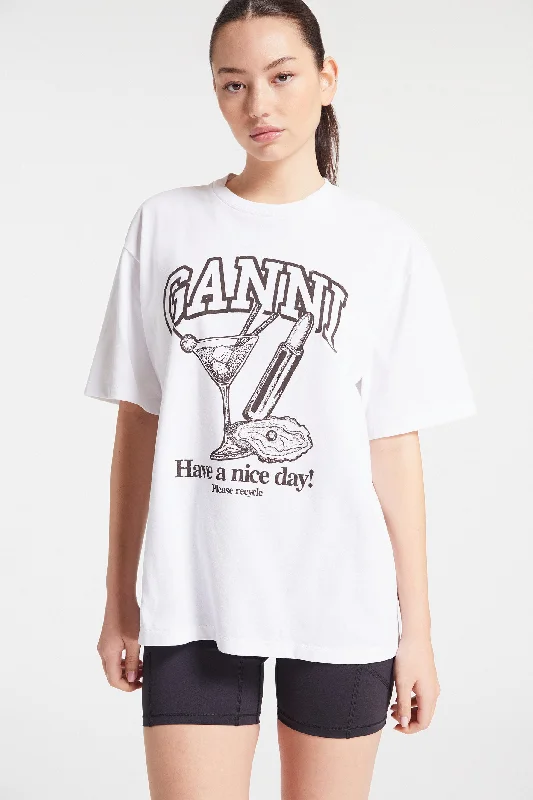 Yoga Tops for Relaxed Yoga and Poses -Future Heavy Cocktail Drop Shoulder T-Shirt - Bright White