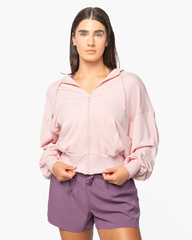 Women's Yoga Tops with Breathable Material -Gabi Zip Up - Pink Lemonade