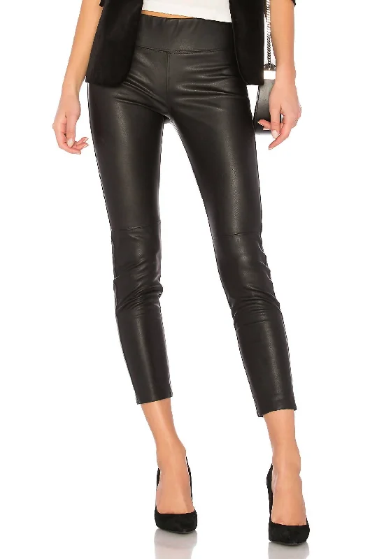Yoga Shorts for Deep Stretch and Flexibility -Gemma Mid Rise Vegan Leather Leggings In Black